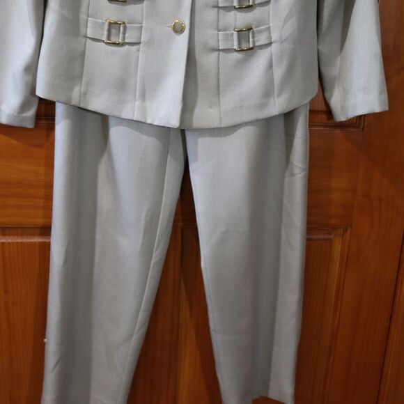 Boulevard De Paris Vintage Gray Pantsuit Medium Office Career Professional 10 - Picture 6 of 16